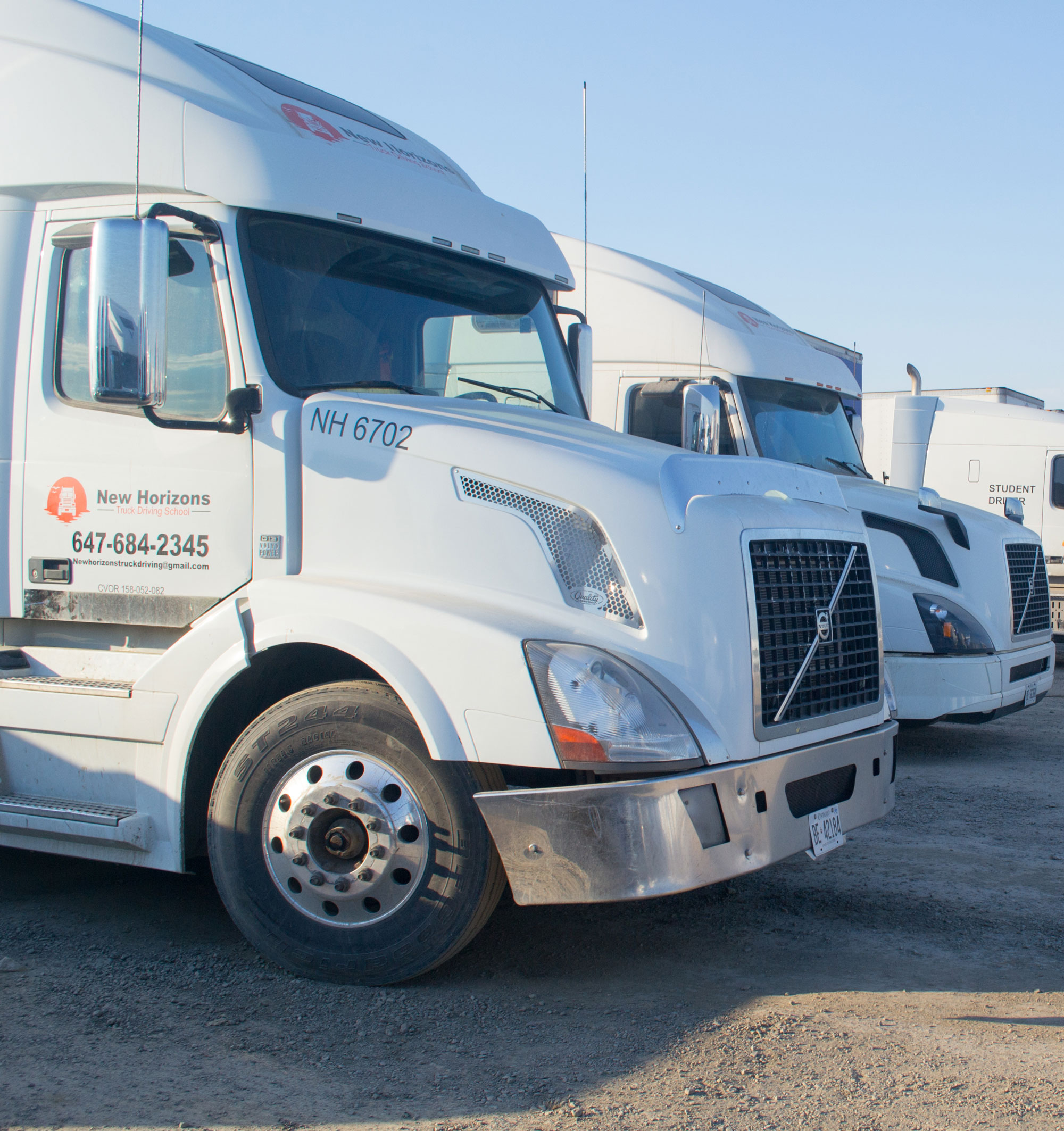 Commercial truck driving in winter conditions